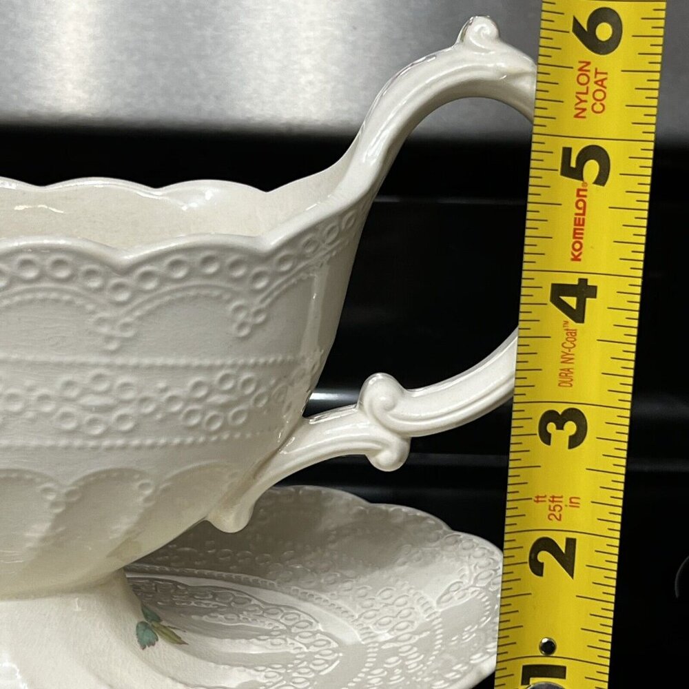 Antique Spode Jewel China BILLINGSLEY ROSE Gravy Boat w/ Underplate - Picture 11 of 11